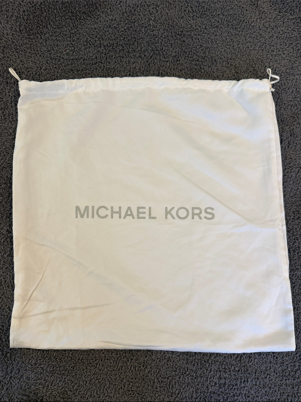 Michael Kors White Silver Silky Drawstring Dust Bag